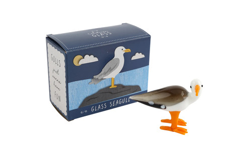 Glass seagull ornament - glass,