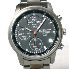 SEIKO ALBA EPSILON Military Watch V658 2001 Black Titanium Chronograph Japan