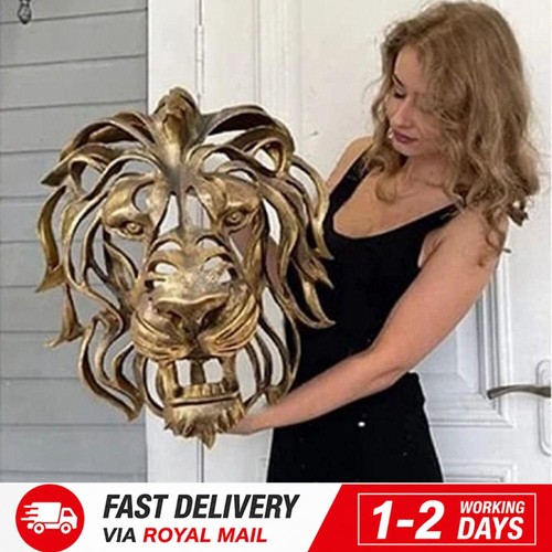 Lion head gold - lion, sculpture