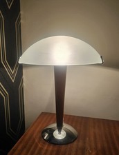 Vintage 1990's IKEA Kvintol Table Lamp: Frosted Glass, Wood & Chrome Base
