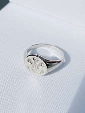 Genuine 925 Sterling Silver Welsh Feather Signet Ring All Sizes Brand New