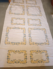 Vintage Laura Ashley Cut & Sew Cushion Panels Yellow & Blue Rose Pattern 6 Pairs