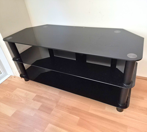 Black glass corner stand - black, tv