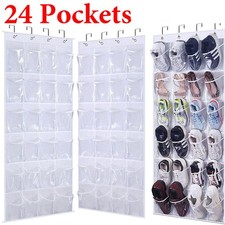24 Pocket Shoe Holder Organiser Over The Door Hanging Shelf Rack Storage Hook
