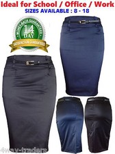 NEW WOMEN LADIES PENCIL SATIN