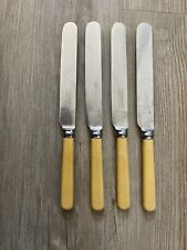 Set 4 X Large faux bone round handled blade dinner knives 23.5cm French Bexhill