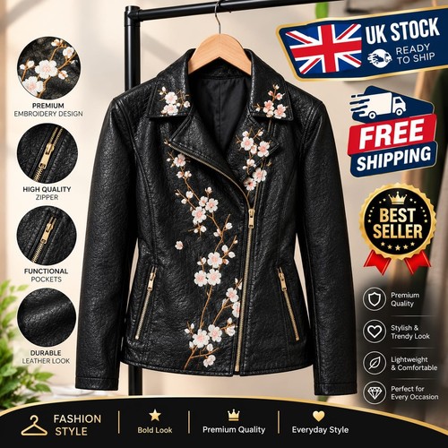 Women black leather - black, biker