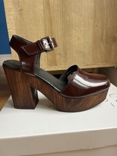 TOPSHOP Smile Burgundy Mary Jane Platform Clogs *Worn Once*