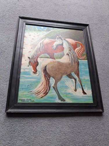 Original oil painting horses - original,