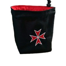 Black Templar Dice Bag, Embroidered D&D Bag of Holding Square Base Treasure Nest