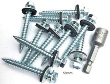 TEK WOOD SCREWS BOLTS FIX CORRUGATED ROOFING CLADDING TO TIMBER + FREE BIT