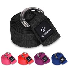 AQF Yoga Strap Belt 1.8M, 2.4M, 3M Soft Cotton Leg Stretcher with D-Ring Buckle