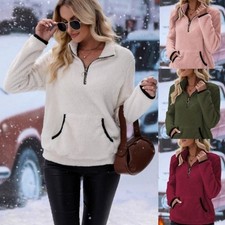 Ladies Zip V Neck Winter Teddy
