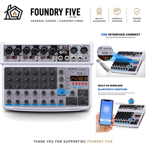 Portable channel audio mixer - 8-channel,