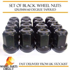 Alloy Wheel Nuts Black (16) 12x1.5 Bolts for Opel Manta [B] 75-88