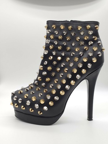 Kandee black leather - leather, gold