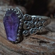 Amethyst Coffin & Skull Ring