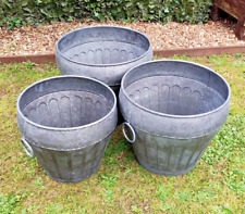 Galvanised Metal Planter Urn Bucket with Loop Handles