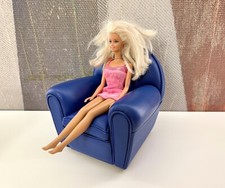 WOMEN Vanity armchair genuine leather miniature armchair sofa mini armchair blue color