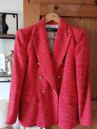 Zara red and white tweedy - zara,