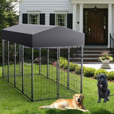Outdoor Large Dog Kennel Pet House Puppy Training Run Cage PlayPen w/ Shed Cover