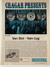 1975 Vari Slot Vari Lug Nut Cragar Rims Print Ad Wheels Mag Master Slick Dish