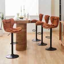 Vintage Swivel Bar Stools Set of 2 faux Leather Upholstered Chairs Barstool