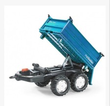 New Rolly Toys BLUE Mega Trailer Twin Axle 3-Way Tipping Large Pedal Tractors