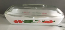 Vintage Phoenix Glass Oven Roaster - Vegetable Pattern - With Lid
