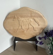 Wooden Horse Hand Carved Plaque Picture Wall Hanging Decor
