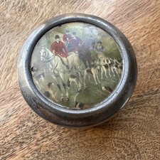 Vintage Silver Plated Collapsible Travel Cup with Hunting Scene Lid – Complete
