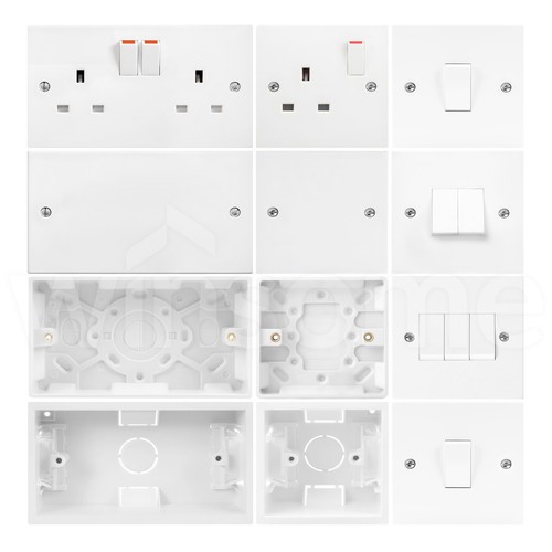 Switched plug sockets white - plug,