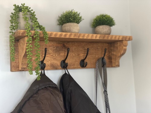 Rustic wooden coat rack with - rustic,