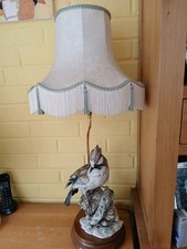 Capidimonte Eurasian Bluejay Integrated With A Lamp  Made In Florence Dated 1984