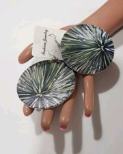 🌴NEW🌴 2.75" ROUND FLAT WOODEN WOOD EARRINGS YUCCA ROSTRATA PLANT CUSTOM MADE