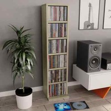 Slim CD Storage Shelves 6 Compartment Cabinet Unit 108 CDS 21x20x88cm Sonoma Oak