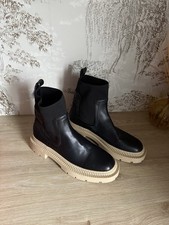 Mango black block heel ankle