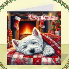West Highland White Terrier Dog Christmas Card, Westie