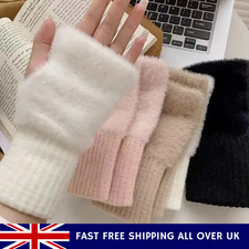 Fluffy Knit Fingerless Gloves