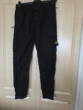 STONE ISLAND TYPE RE-T BLACK CARGO LIGHTWEIGHT PANTS MENS SIZE W32 100%GENUINE