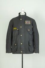 -Men's Barbour International Union Jack Wax Black Biker Jacket Size XL
