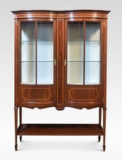 Mahogany Bow Front Display Cabinet | Elegant Glazed Showcase