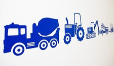 Digger Tractor Construction Vehicle Wall Art Decals/Stickers - Various Colours