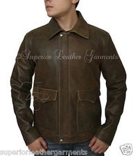 Indiana Jones Antique Brown Genuine Cow Hide Skin Leather Jacket