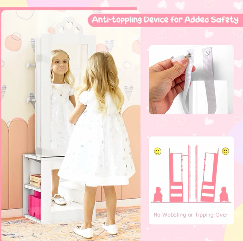 White mirrored wood kids - white,