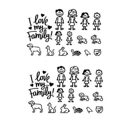 Car stickers family - car,