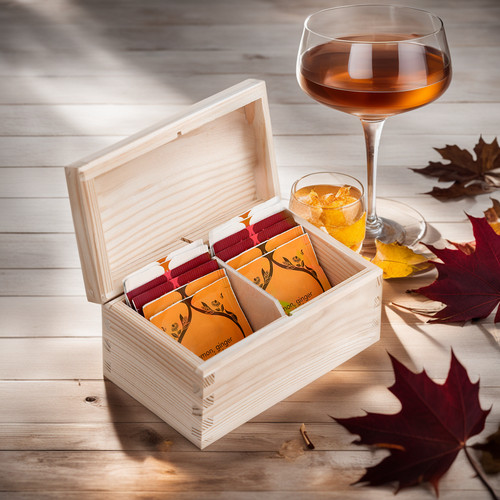 Wooden tea box pine - wooden, h2