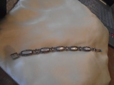 Vintage Silver 925 Mother of pearl & Marcasite Bracelet