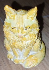 Maine Coon Cat Figurine Orange Plaster Handmade & Hand-Painted Felt Base New