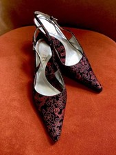 Vintage Ravel Sling Back Kitten Heels Black And Red Women’s Shoes Size 37